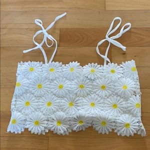 White flower cropped top